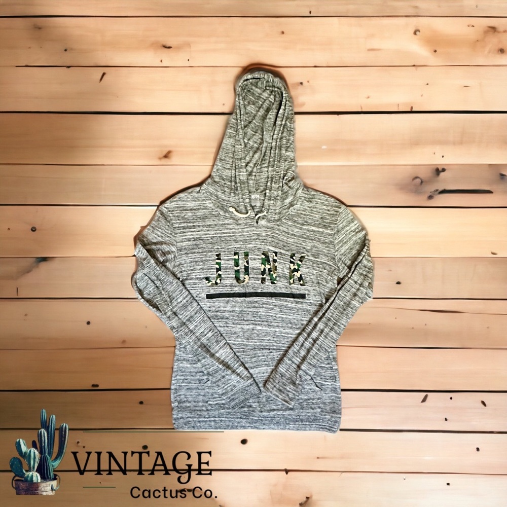 JUNK BRANDS “Junk” Hoodie Alternative Earth Gray Flecked Drawstring w/Camo Logo